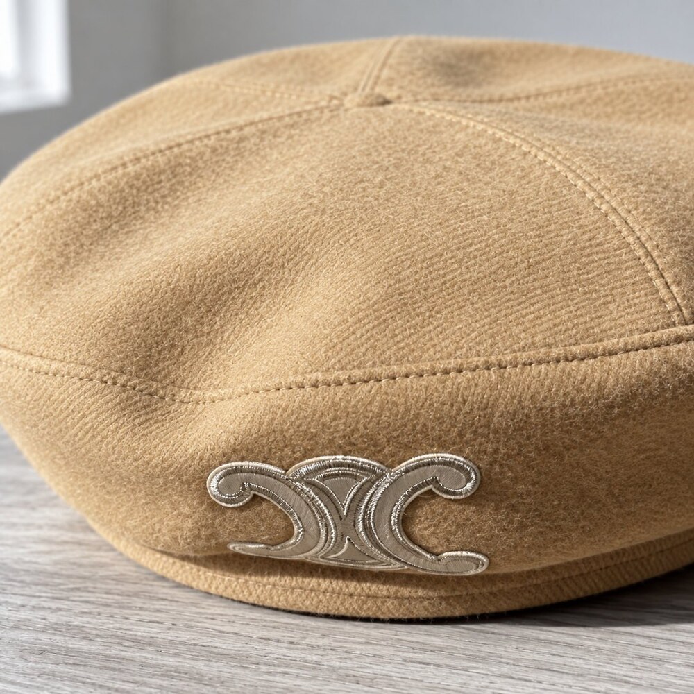CELINE Triomphe Camel Wool Beret - Picture 5 of 6